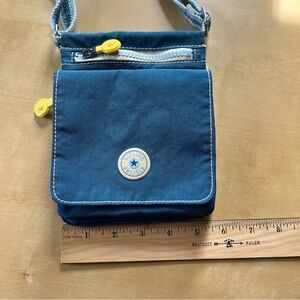 Kipling Teal Blue Crossbody Belt Bag with Yellow Accents